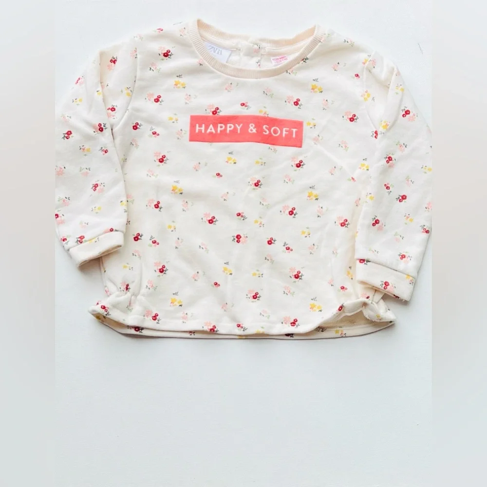 Zara Baby “Happy & Soft “ Floral Sweatshirt